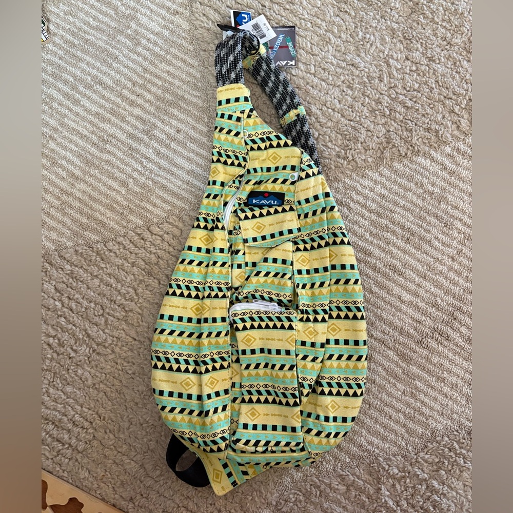 NWT KAVU Rope Bag Sling Crossbody Gold Belt